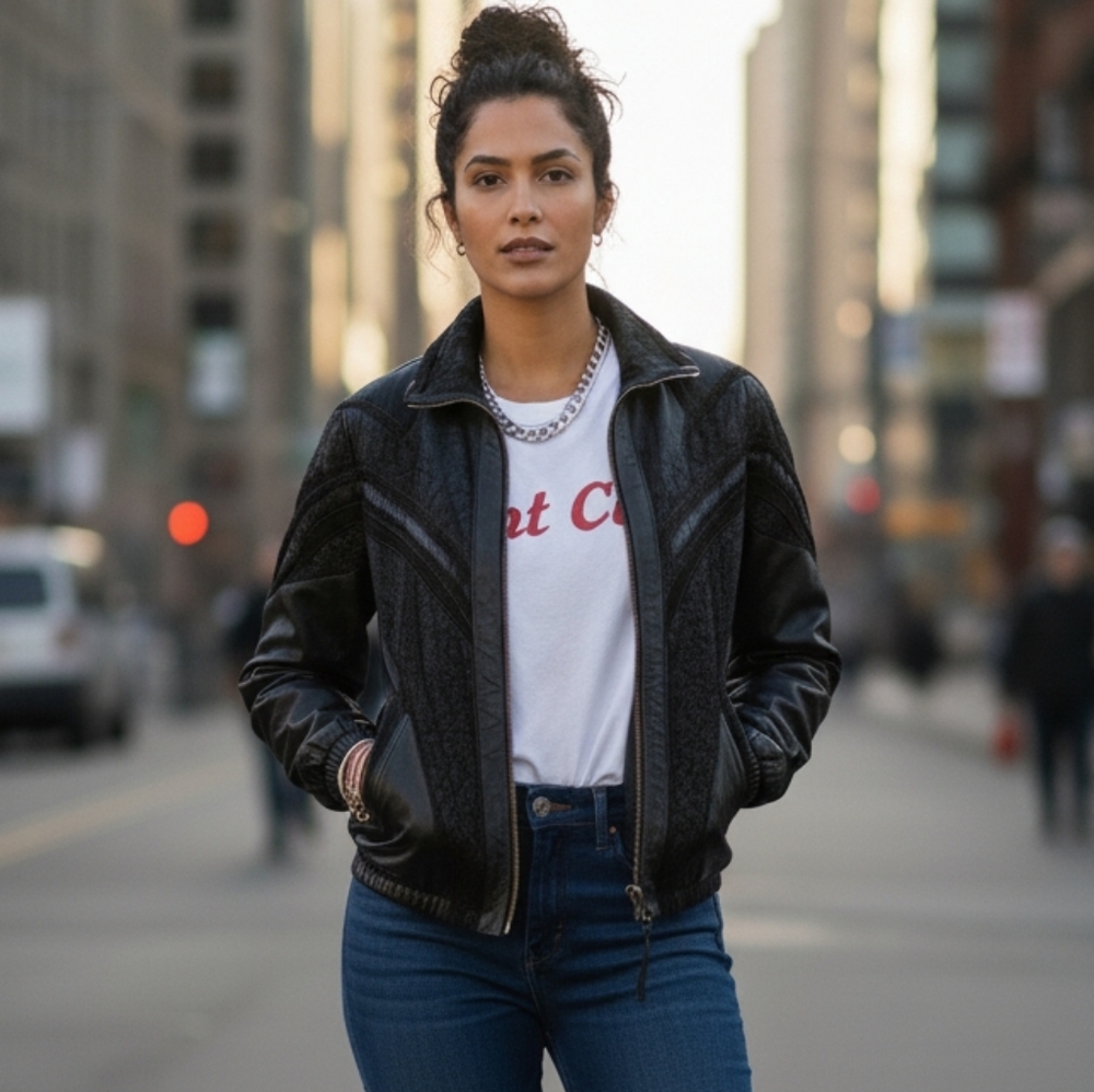 Western Style Black leather jacket